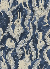 Långelid / von Brömssen Carta da parati Hares in Hiding - Dark Denim