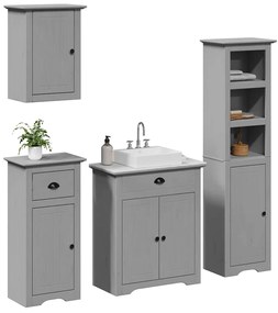 Set Mobili Da Bagno 4 Pz Bodo Bianco İn Legno Massello Di Pino /