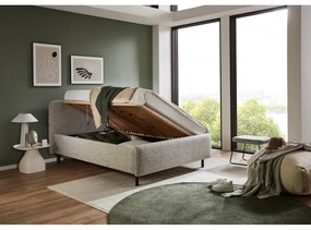 Letto matrimoniale imbottito beige con contenitore con rete inclusa 140x200 cm Primo – Meise Möbel