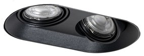 Faretto da incasso rotondo nero GU10 50mm 2 luci - Hubs