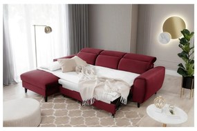 Divano angolare rosso allungabile/con contenitore (con penisola a sinistra/con chaise lounge) e rivestimento in velluto Foble – ELTAP
