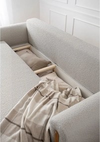 Divano greige allungabile/con contenitore e rivestimento in bouclé 244 cm Arcadova – ELTAP