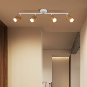 Brilagi - Faretto MODERN WOOD 4xGU10/8W/230V legno di caucciù/bianco