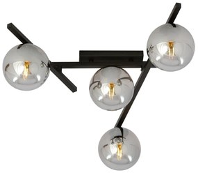 Lampadario da Soffitto in Acciaio e Vetro SMART 4 Nero 4xE14 Colore delle Sfere Grafite