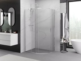 Mexen Exo cabina doccia semicircolare asimmetrica scorrevole 100 x 80 cm, trasparente, cromo - 8132-100-080-01-00