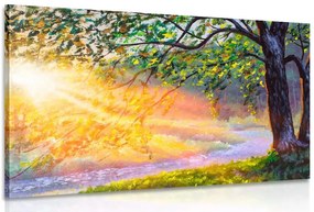 Quadro su tela – Alba nel bosco