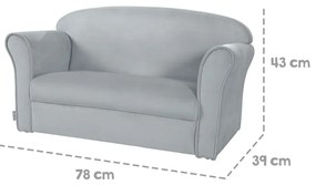 Divano per bambini in velluto grigio chiaro 78 cm Lil Sofa - Roba