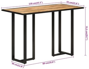 Tavolo da Pranzo 110x55x75,5 cm in Legno Massello di Mango