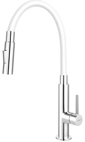 FERRO - Rubinetto per lavello con braccio flessible cromo lucido/bianco