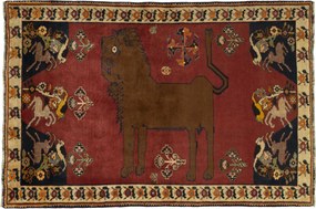 Gabbeh Tappeto 130x200 Rosso (Iran) Annodato A Mano