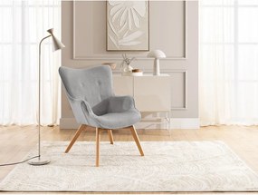 Poltrona con poggiapiedi grigia con rivestimento in velluto a coste Niko – Ropez