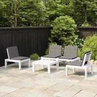 Set Divani da Giardino con Cuscini 4 pz in Plastica Bianco cod mxl 39131