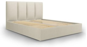 Letto matrimoniale imbottito beige con contenitore con griglia 140x200 cm Juniper - Mazzini Beds
