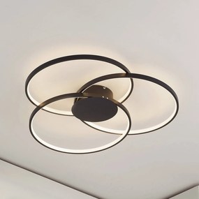 Lindby Plafoniera LED Riley, nera, 3.000 K, dimmerabile