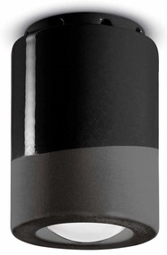 Plafoniera Vintage Decò Pi Ceramica Nero Carbone 1 Luce E14
