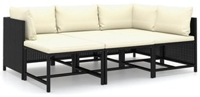 Set Divani da Giardino 6 pz con Cuscini in Polyrattan Nero