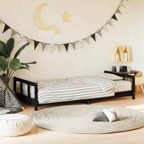 Giroletto per bambini nero 90x200 cm in legno massello di pino