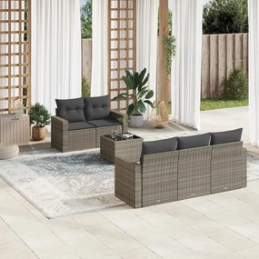 Set divano da giardino 6 pz con cuscini grigio in polyrattan