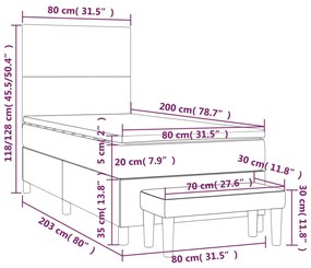 Giroletto a Molle con Materasso Grigio Chiaro 80x200 cm Velluto