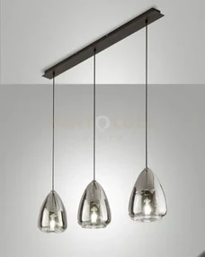 Britton lampadario a sospensione in vetro fume'  d.22cm 3 luci atta...