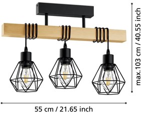 Lampadario nero/di colore naturale TOWNSHEND 5 – EGLO