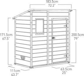 Casetta Da Giardino In Resina 183,5x111x200,5H Cm Manor 6x4 Pent Grigio Keter Addossabile
