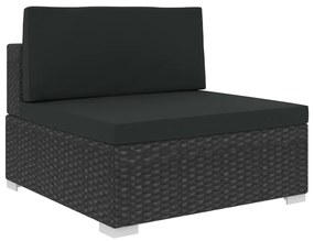 Set Divani da Giardino 6 pz con Cuscini in Polyrattan Nero