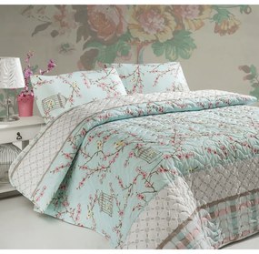 Set con copriletto e federa color menta con rivestimento trapuntato 240x220 cm Birdcage – Mijolnir