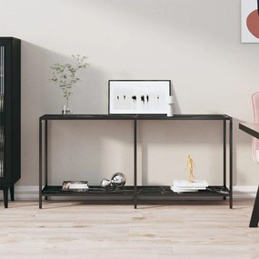 Tavolo Consolle Nero 160x35x75,5 Cm İn Vetro Temperato /