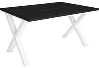 Tavolo da pranzo 6 posti 140x90 cm con gambe in legno stile moderno colore Nero e Bianco