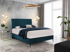 Letto matrimoniale boxspring Baviera - 160 x 200 cm , Tessuto blu