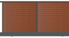 Cancello manuale scorrevole Maia120 Close ALBA in alluminio rovere dorato telaio grigio, reversibile, L 350 x H 190 cm