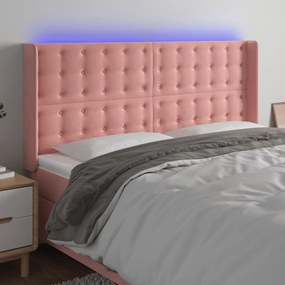 Testiera A Led Rosa 163x16x118/128 Cm İn Velluto /