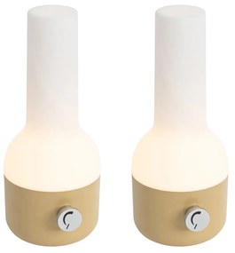 Set di 2 lampade da tavolo da esterno oro con bianco con LED ricaricabile - Haard