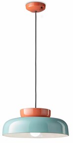 Sospensione Vintage Decò Maracana Ceramica-Vetro Tuchese-Arancio 1 Luce E27