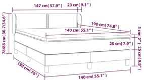 Giroletto a Molle con Materasso Grigio Chiaro 140x190cm Tessuto