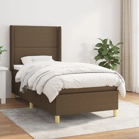 Giroletto A Molle Con Materasso Marrone Scuro 100x200cm Tessuto /