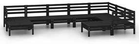 Set salotto da giardino 9 pz in legno massello di pino nero
