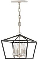 Lampadario Industrial Nordico Stinson Acciaio Nero E Nichel Lucido 4 Luci E14