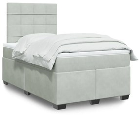 Giroletto A Molle Con Materasso Grigio Chiaro 120x190cm Velluto /