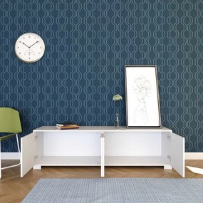 Porta TV in legno con 4 ante 172x40 cm KYLA Bianco Lucido