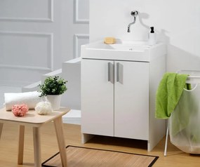 Mobile lavanderia con lavabo incluso Evo in abs bianco P 50 x L 60 x H 84 cm