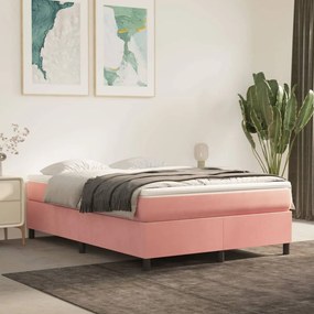 Giroletto A Molle Con Materasso Rosa 140x200 Cm İn Velluto /
