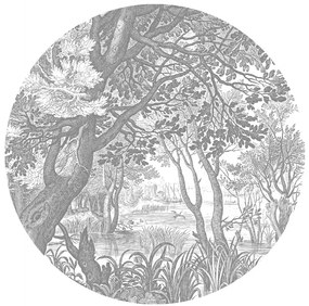 KEK Amsterdam Carta da parati panoramica Engraved Landscapes 4 Circle - BW - Durchmesser 1,425m