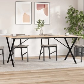 Tavolo Da Pranzo Telaio A X 200x100x75 Cm Legno Pino E Acciaio /