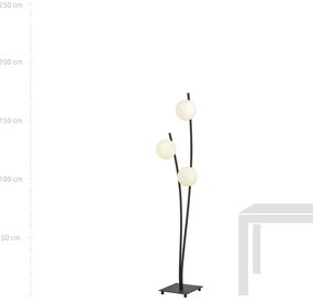 Piantana Contemporaneo Oceano Acciaio Nero 3 Luci E14 Ip20