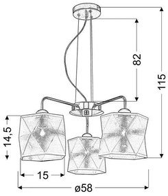 Lampadario a sospensione con filo NOSJA 3xE27/40W/230V