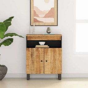 Credenza Con 2 Ante 60x33x75 Cm İn Legno Massello Di Mango /
