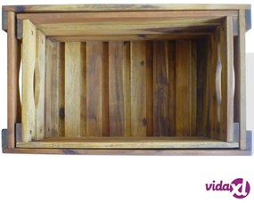 vidaXL Cassetta per Mele Set 2 pz in Legno Massello di Acacia