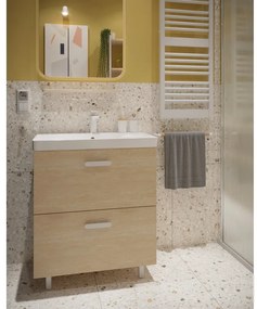 Mobile da bagno sotto lavabo SENSEA Easy rovere laminato opaco L 70 x H 80 x P 40 cm 2 cassetti, lavabo non incluso